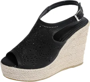 peqiut Women's Sandal Dressy Summer Platform Wedge Sandals for Women Slip On Comfortable Espadrille Heel Sandals Strap Shoes