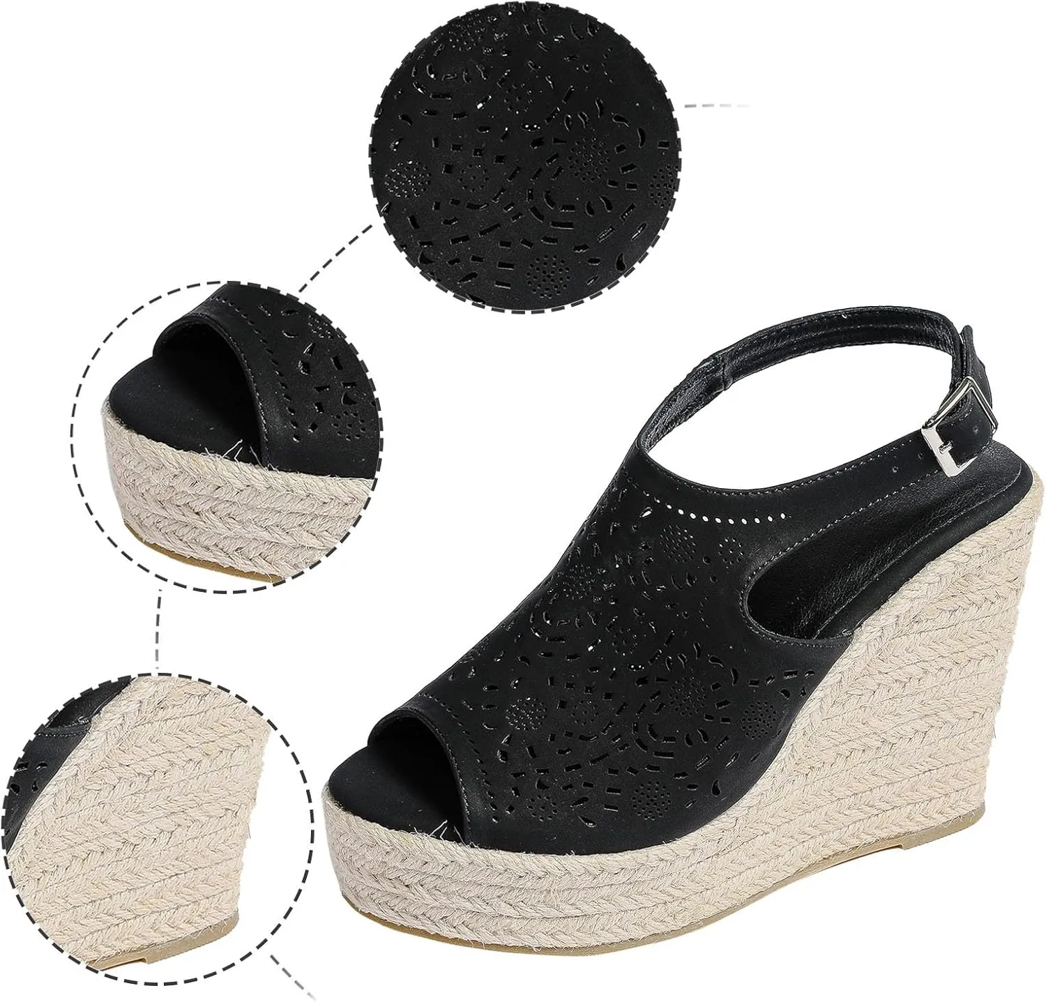peqiut Women's Sandal Dressy Summer Platform Wedge Sandals for Women Slip On Comfortable Espadrille Heel Sandals Strap Shoes