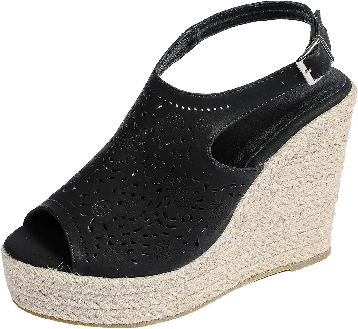 peqiut Women's Sandal Dressy Summer Platform Wedge Sandals for Women Slip On Comfortable Espadrille Heel Sandals Strap Shoes
