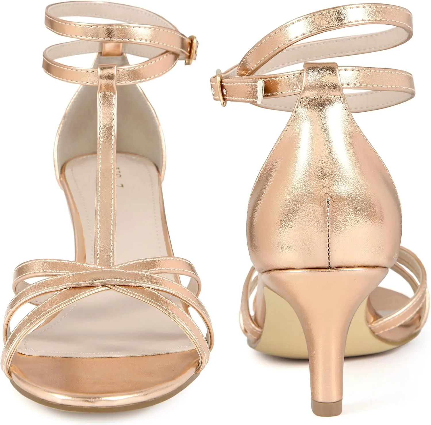 Perphy Open Toe Strappy Metallic Kitten Heel Sandals for Women