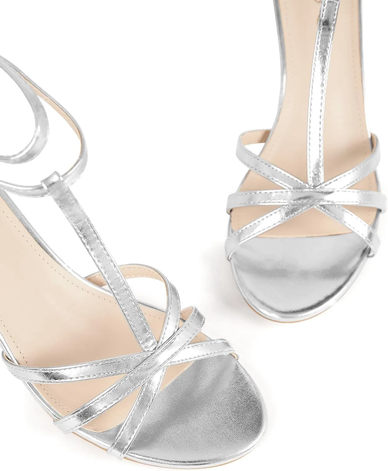 Perphy Open Toe Strappy Metallic Kitten Heel Sandals for Women
