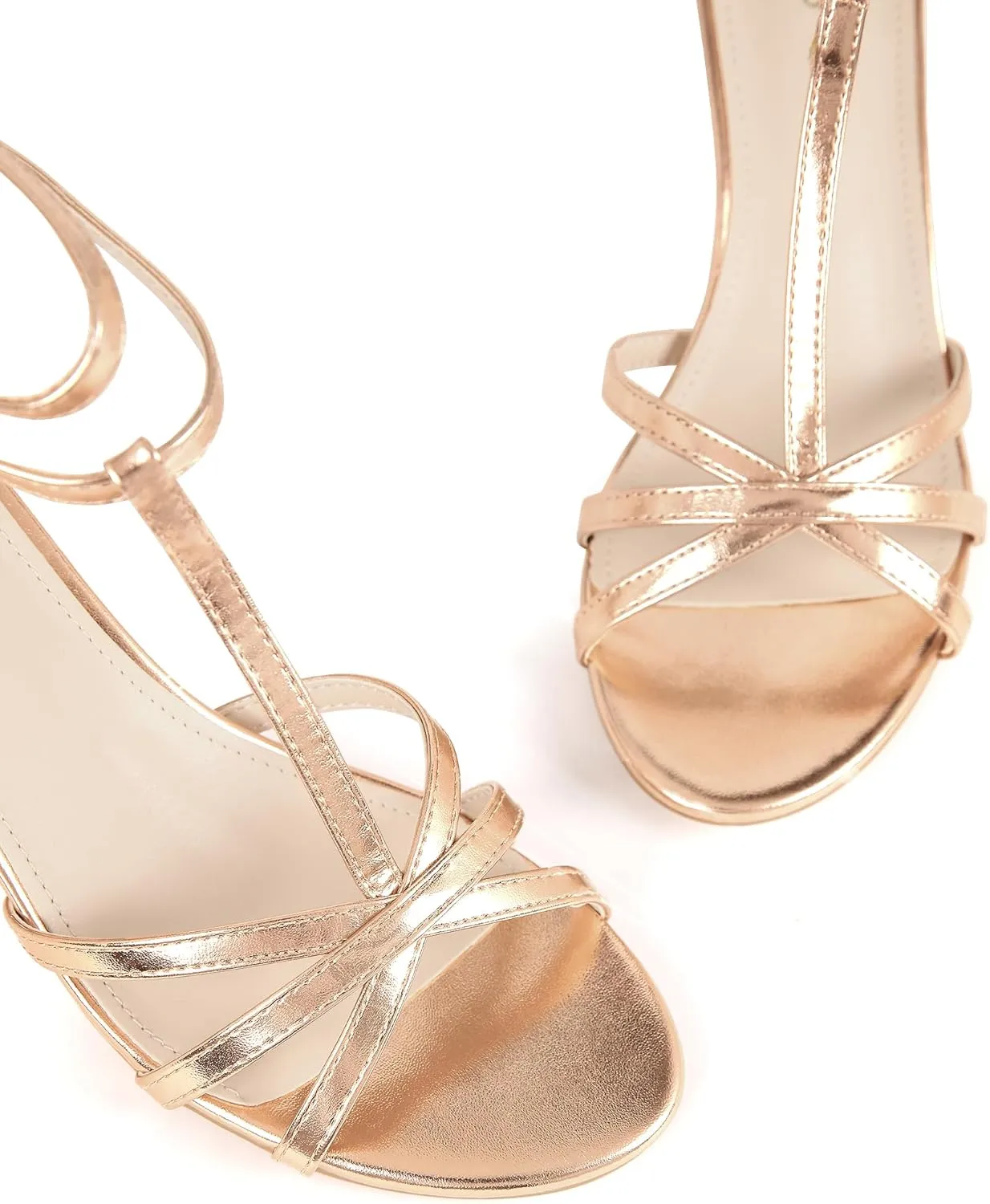 Perphy Open Toe Strappy Metallic Kitten Heel Sandals for Women