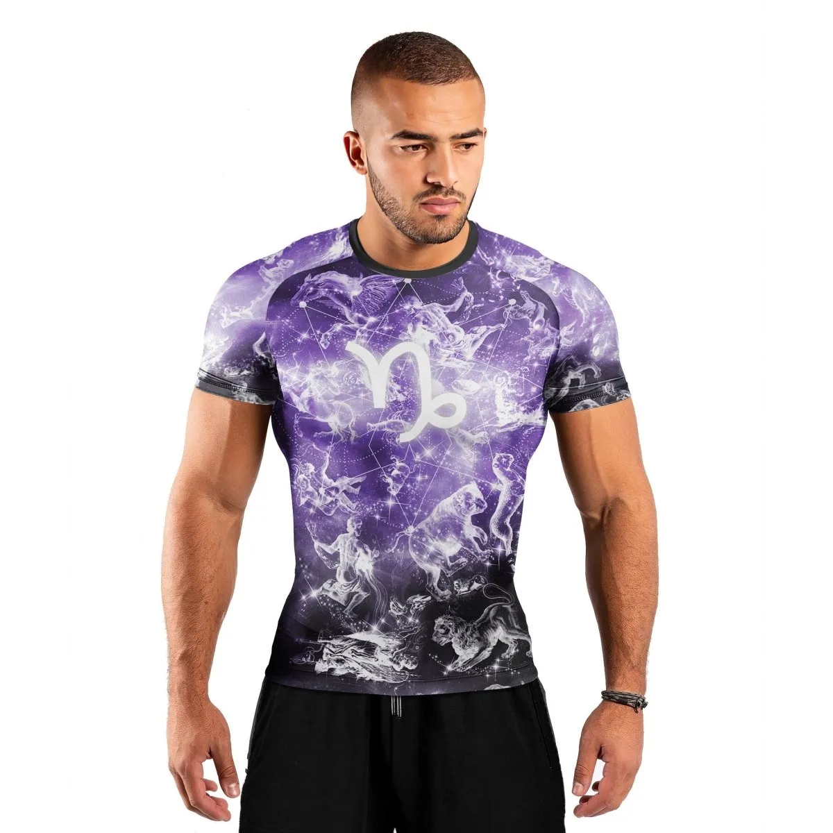 Personalized Zodiac Capricorn Short Sleeve Rash Guard
