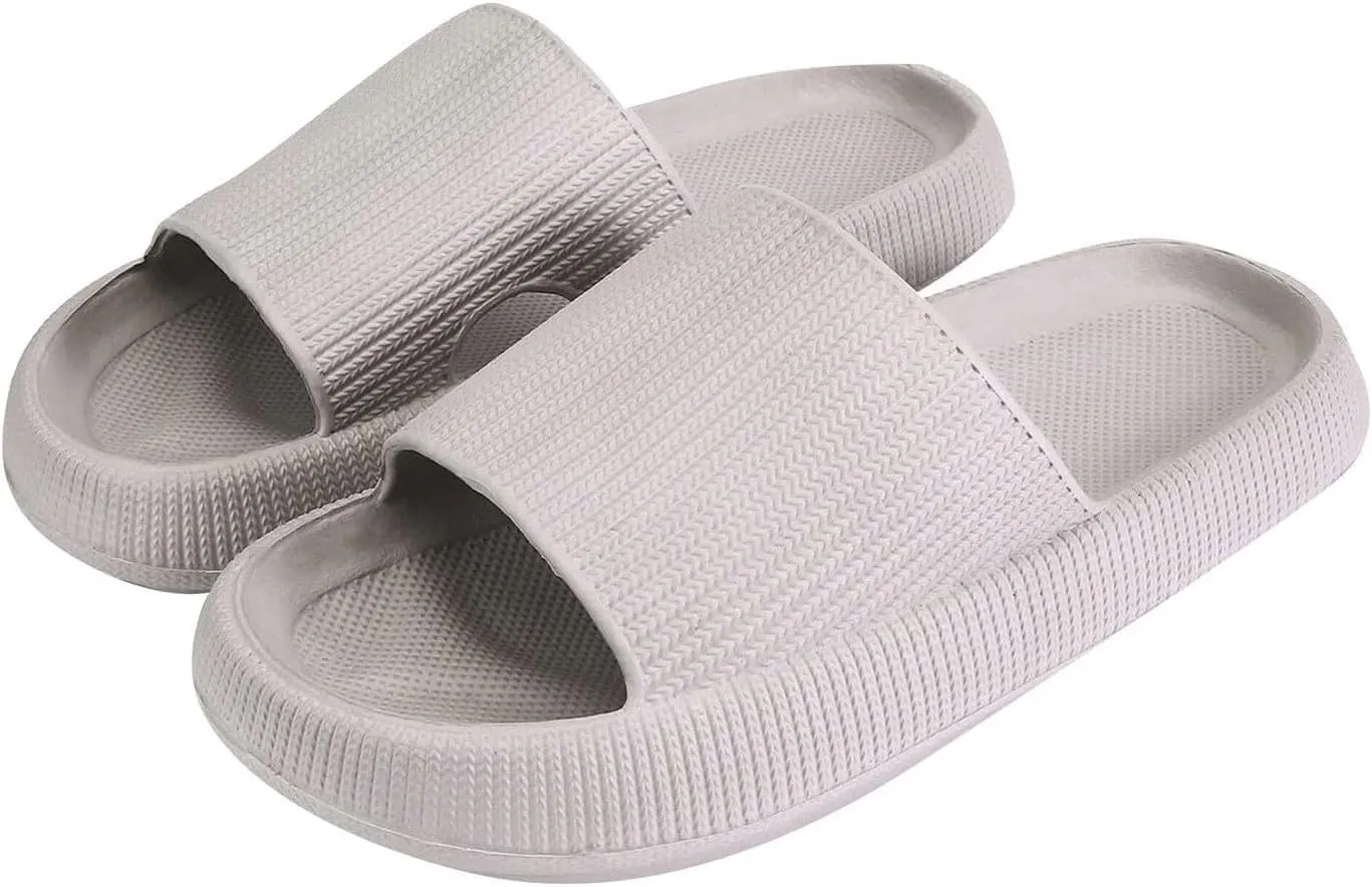Pillow Slippers for Women and Men, Cloud Slides Shower Sandals House Shoes, Lightweight, Thick Sole, Non-Slip, Easy to Clean Comfy Cushioned Sole Soft Pool Shoes Non Slip Summer Outdoor Beach