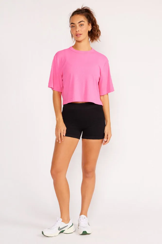 Pink Karen Short-Sleeve Crop Tee