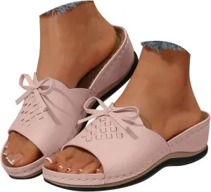 Platform Sandals Women Open Toe Bow Knot Comfort Wedge Sandals Summer Trendy Soft Yoga Mat Platform Slip on Women Shoes