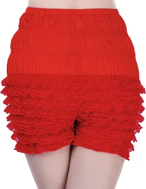 Pleated Skirt Shorts for Women High Waisted Seamless Soft Tights Elastic Beach Casual Lace Edge Shorts