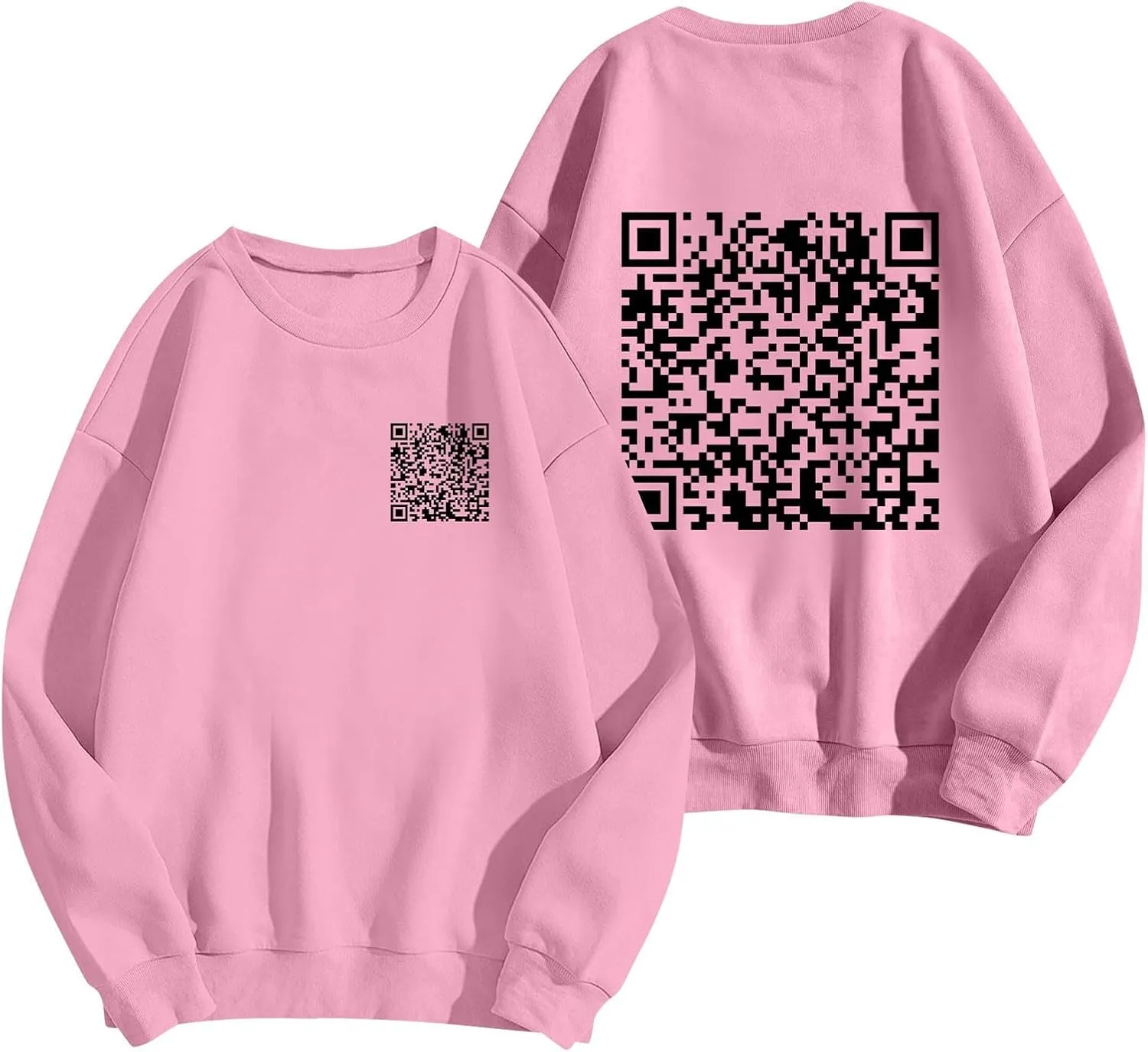 Qr Code Hoodie for Men Women Funny Fuck You Qr Code Graphic Drawstring Trendy Oversized Sweatshirt Pullover
