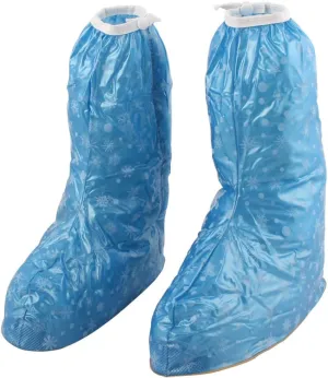 Qtqgoitem Rubber Outdoor Snowflake Pattern Sole Non Zipper Water Resistant Rain Shoes Boot Cover Pair Blue (model: 83e 864 c6b 7f6 e3c)