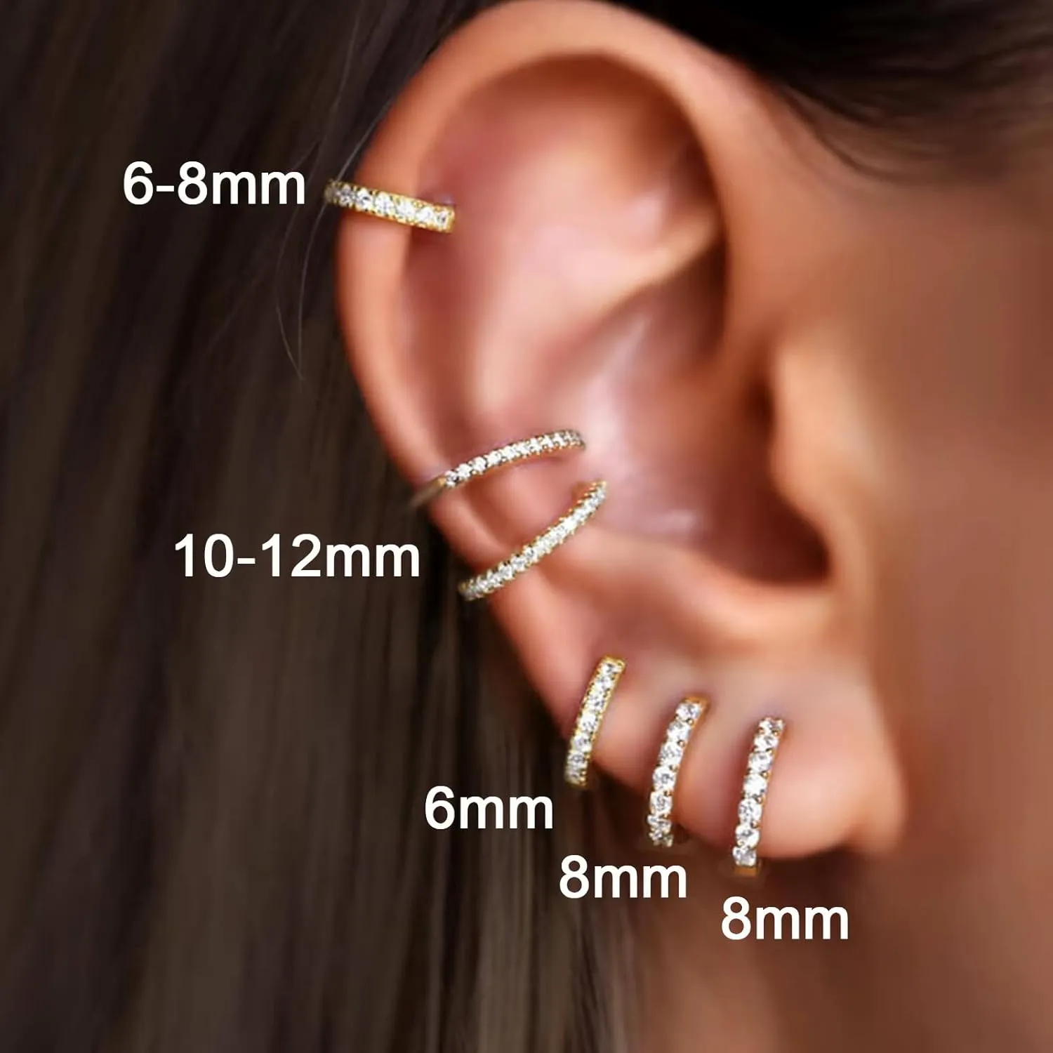 QWALIT Gold Earrings for Women Flat Back Hypoallergenic Screw Back Cartilage Earrings for Women Surgical Steel Small Hoop Earring Gold Plated Helix Jewelry Second Hole Earring Set