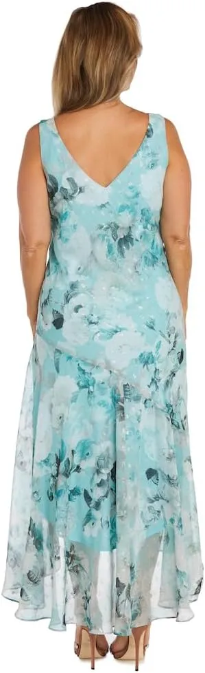 R&M Richards High-Low Floral Print Chiffon Jacket Dress