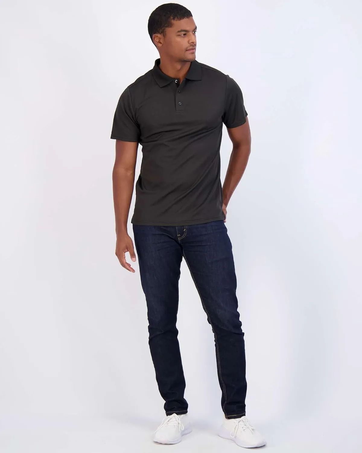 Real Essentials 3 Pack: Men's Quick-Dry Short Sleeve Athletic Performance Polo Shirt (Available in Big & Tall)