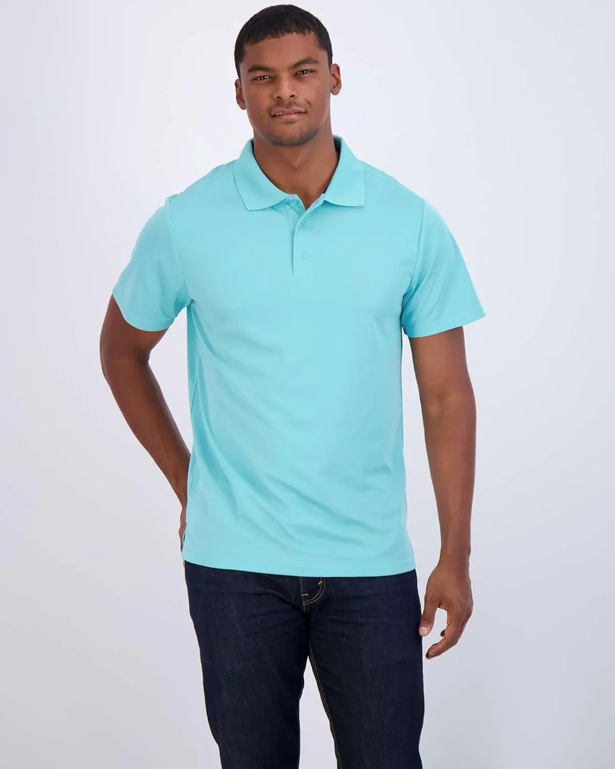 Real Essentials 3 Pack: Men's Quick-Dry Short Sleeve Athletic Performance Polo Shirt (Available in Big & Tall)