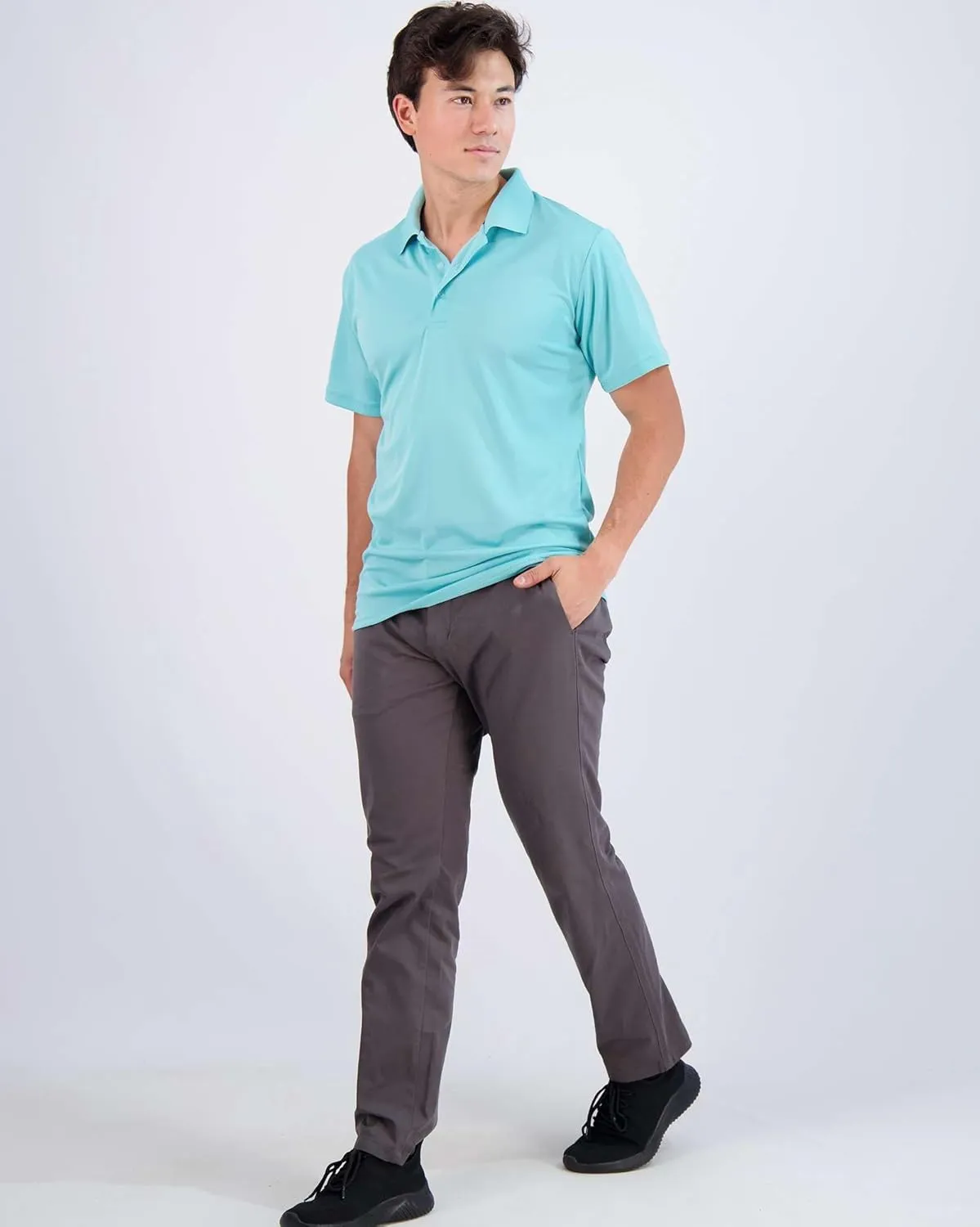 Real Essentials 3 Pack: Men's Quick-Dry Short Sleeve Athletic Performance Polo Shirt (Available in Big & Tall)