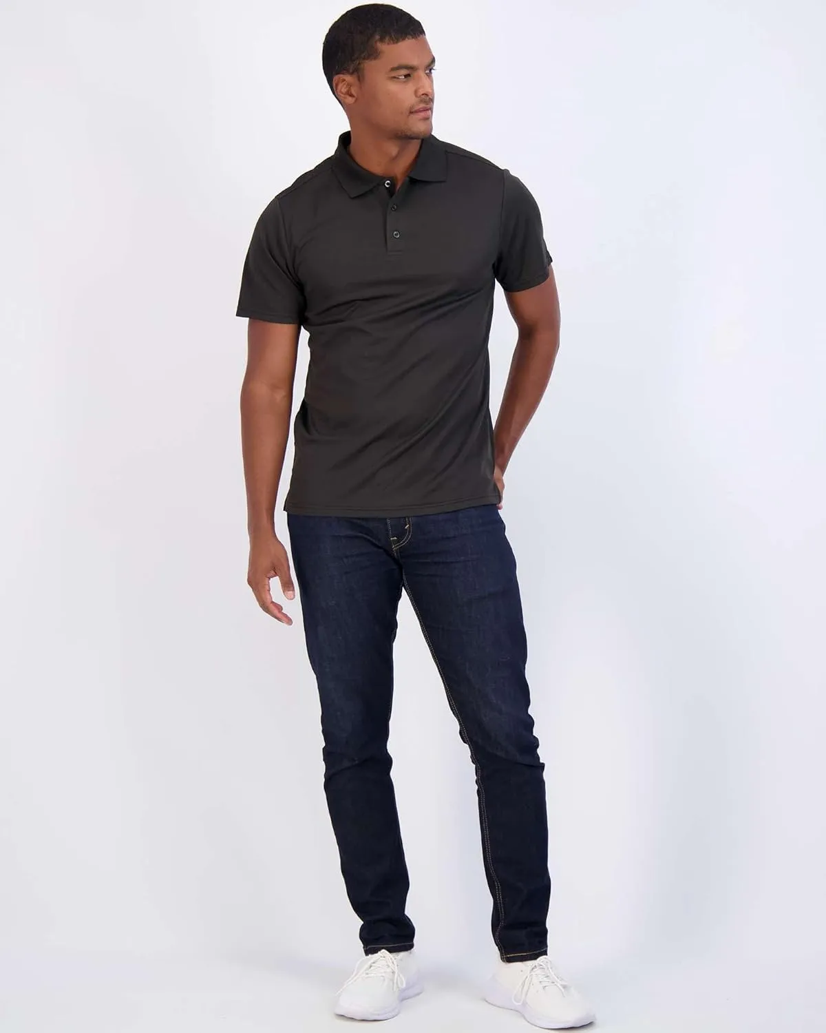 Real Essentials 3 Pack: Men's Quick-Dry Short Sleeve Athletic Performance Polo Shirt (Available in Big & Tall)