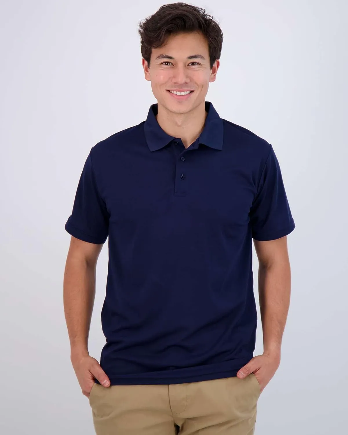 Real Essentials 3 Pack: Men's Quick-Dry Short Sleeve Athletic Performance Polo Shirt (Available in Big & Tall)