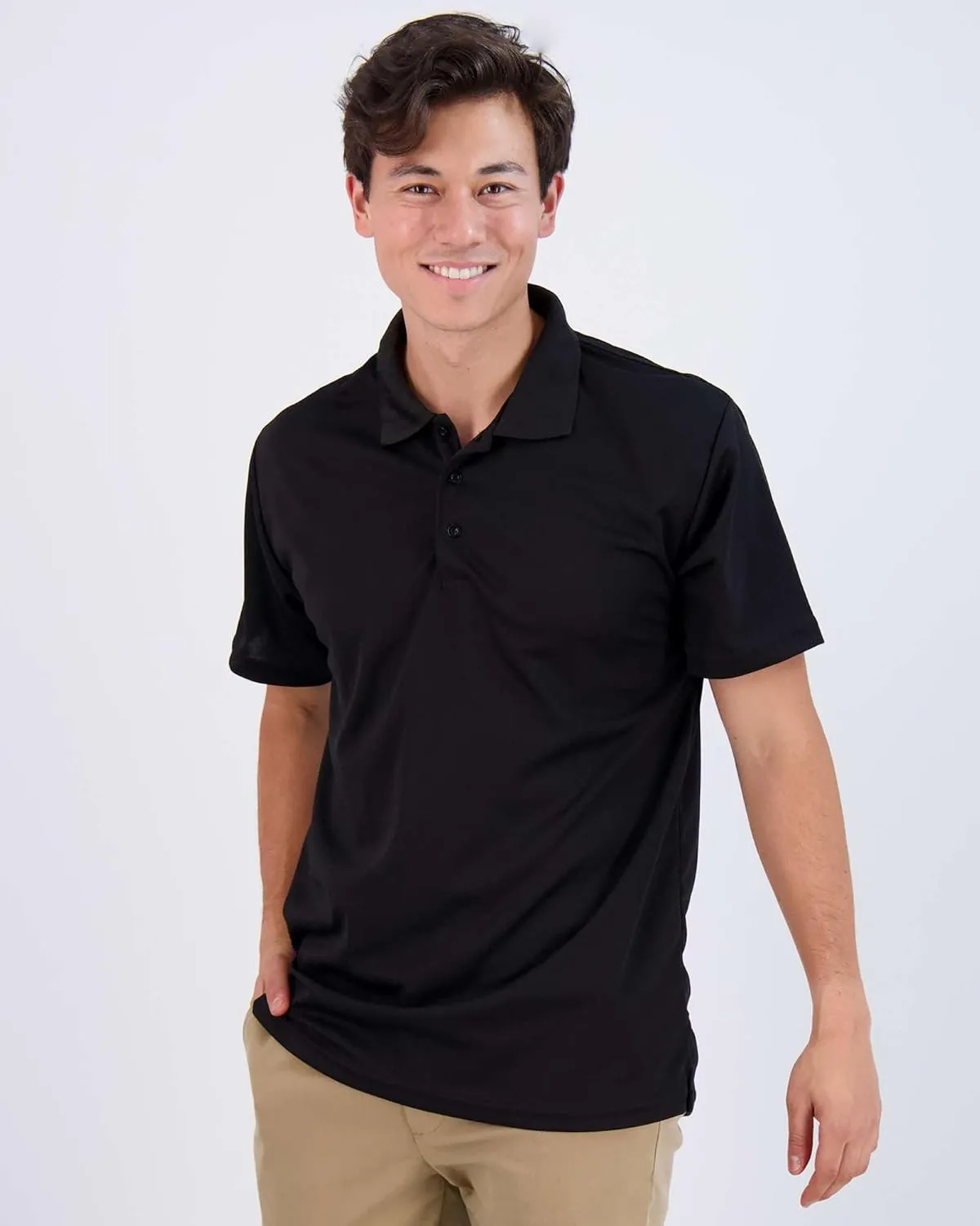 Real Essentials 3 Pack: Men's Quick-Dry Short Sleeve Athletic Performance Polo Shirt (Available in Big & Tall)