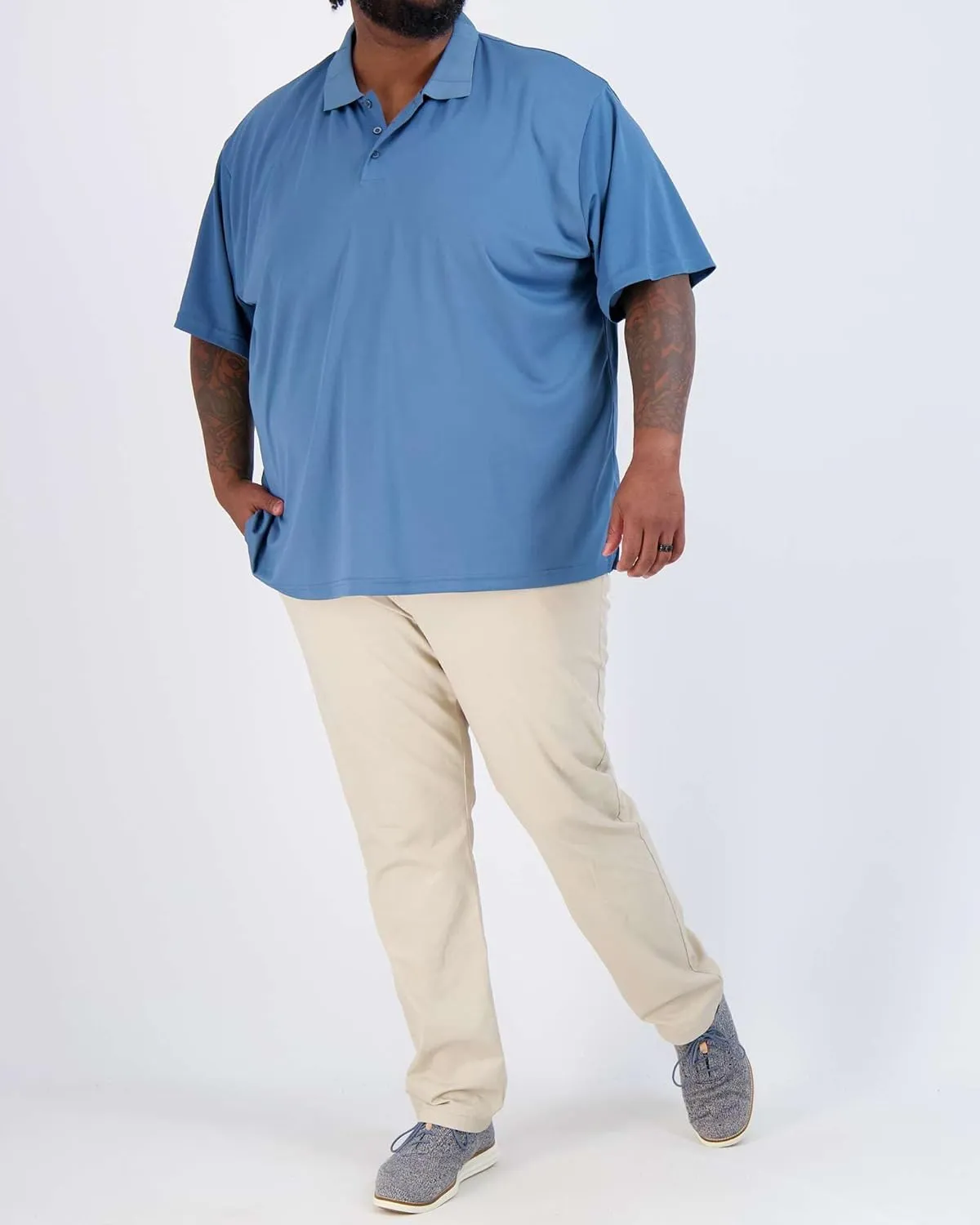 Real Essentials 3 Pack: Men's Quick-Dry Short Sleeve Athletic Performance Polo Shirt (Available in Big & Tall)