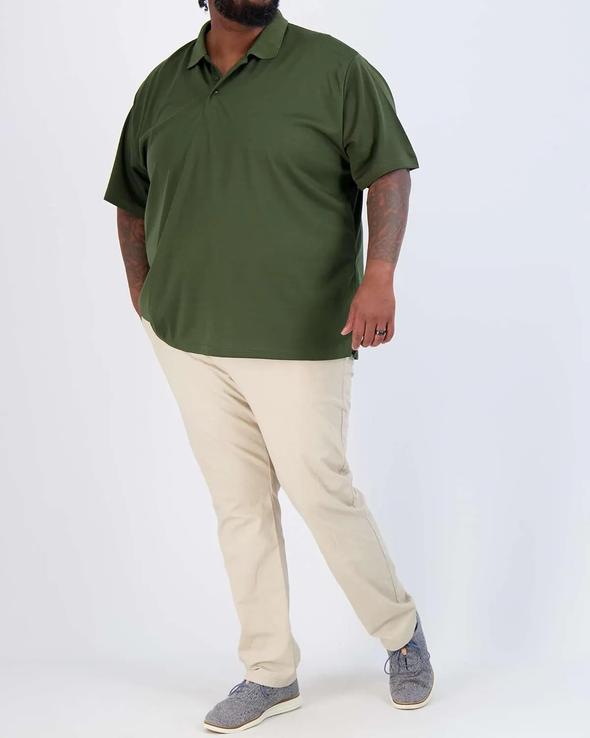 Real Essentials 3 Pack: Men's Quick-Dry Short Sleeve Athletic Performance Polo Shirt (Available in Big & Tall)