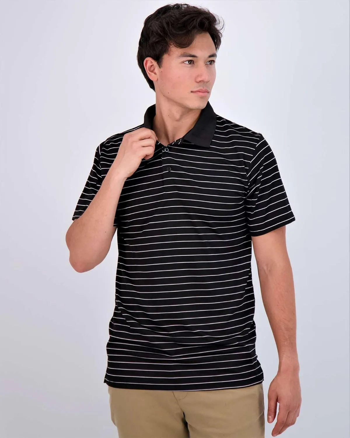 Real Essentials 3 Pack: Men's Quick-Dry Short Sleeve Athletic Performance Polo Shirt (Available in Big & Tall)