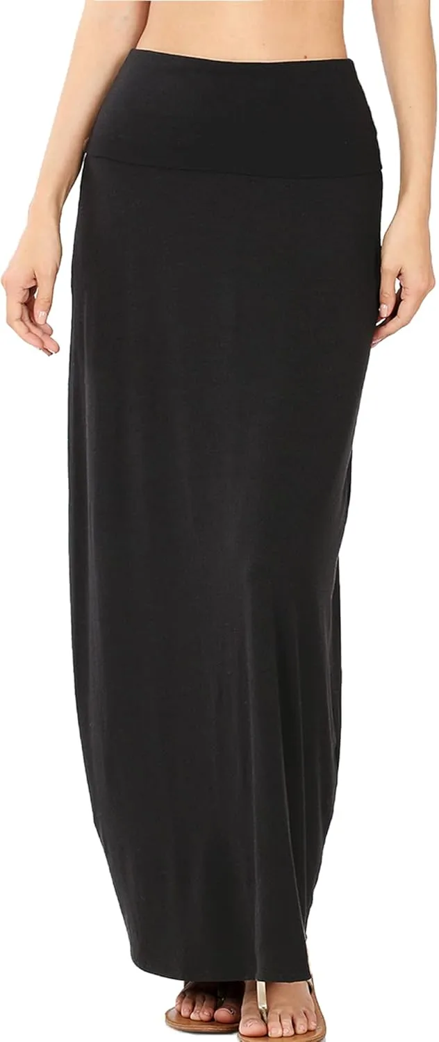 Relaxed Comfortable Fit Flare Long Maxi Skirts Lightweight Spandex