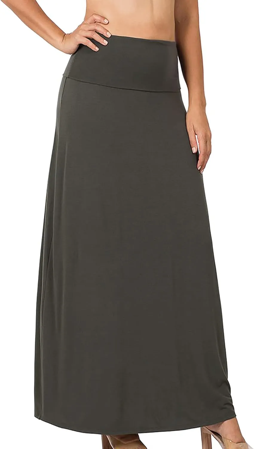 Relaxed Comfortable Fit Flare Long Maxi Skirts Lightweight Spandex
