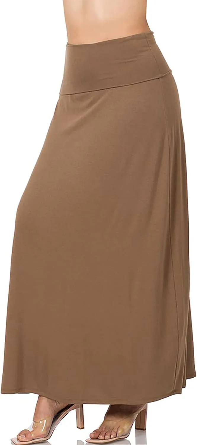 Relaxed Comfortable Fit Flare Long Maxi Skirts Lightweight Spandex