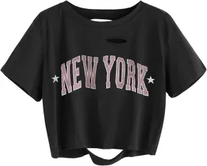 Remidoo Women's Casual Short Sleeve Graphic Print Tie Dye Crop Top T Shirt