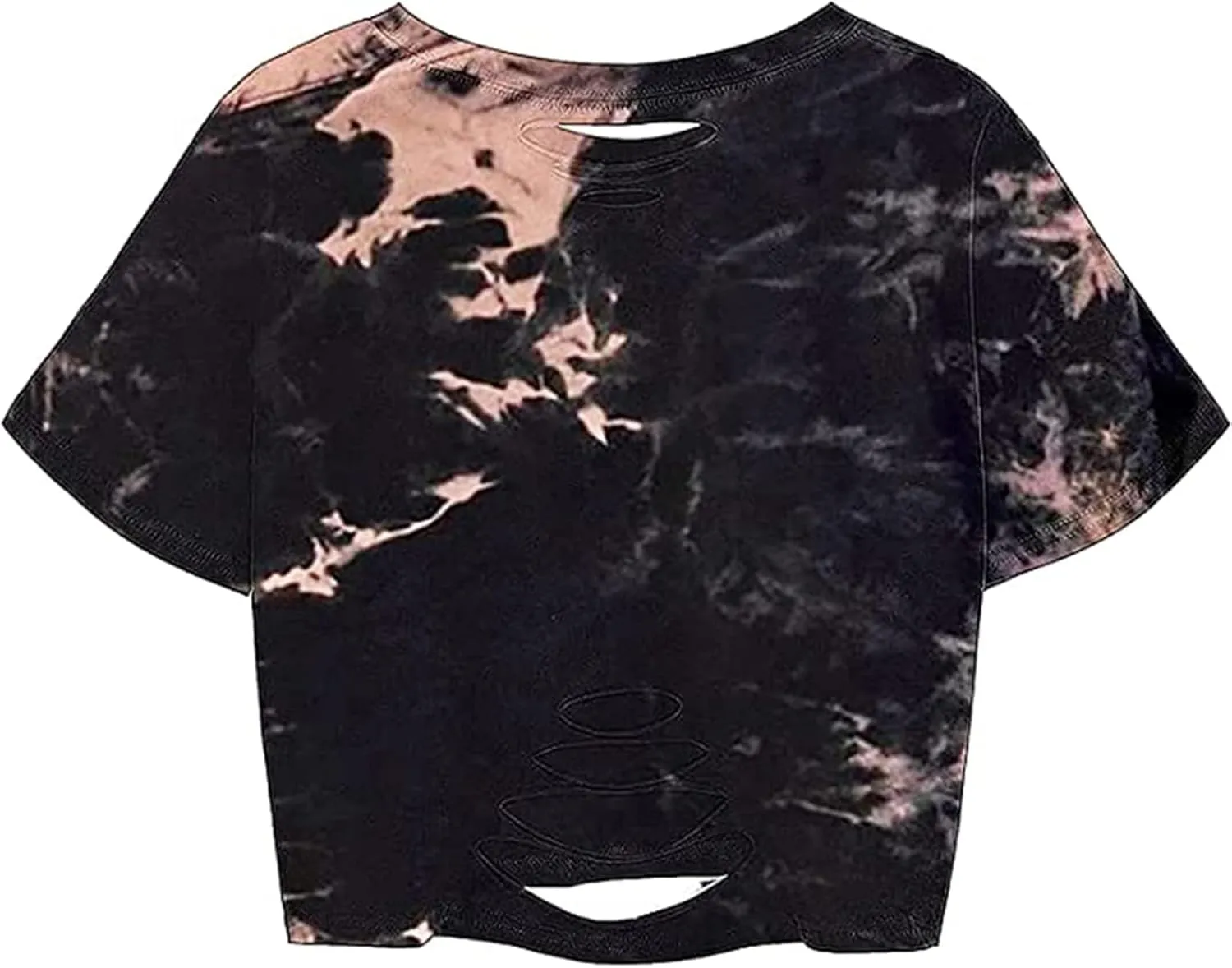 Remidoo Women's Casual Short Sleeve Graphic Print Tie Dye Crop Top T Shirt