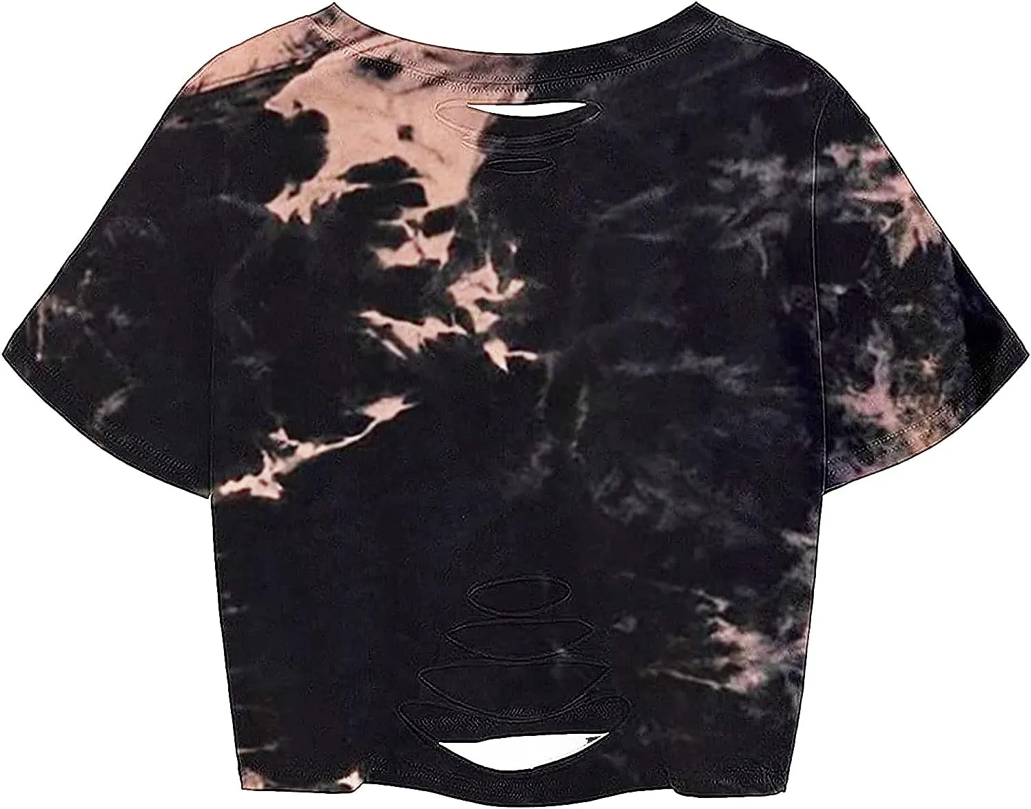 Remidoo Women's Casual Short Sleeve Graphic Print Tie Dye Crop Top T Shirt