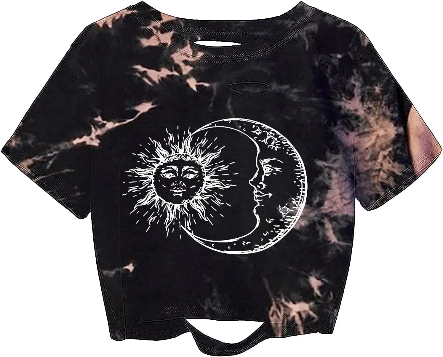 Remidoo Women's Casual Short Sleeve Graphic Print Tie Dye Crop Top T Shirt