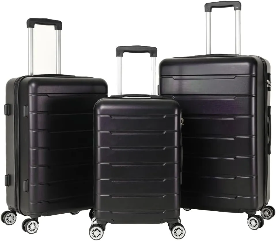 Retractable luggage compartment with a lightweight and durable hard shell, rotating wheels, password lock, 3-piece set