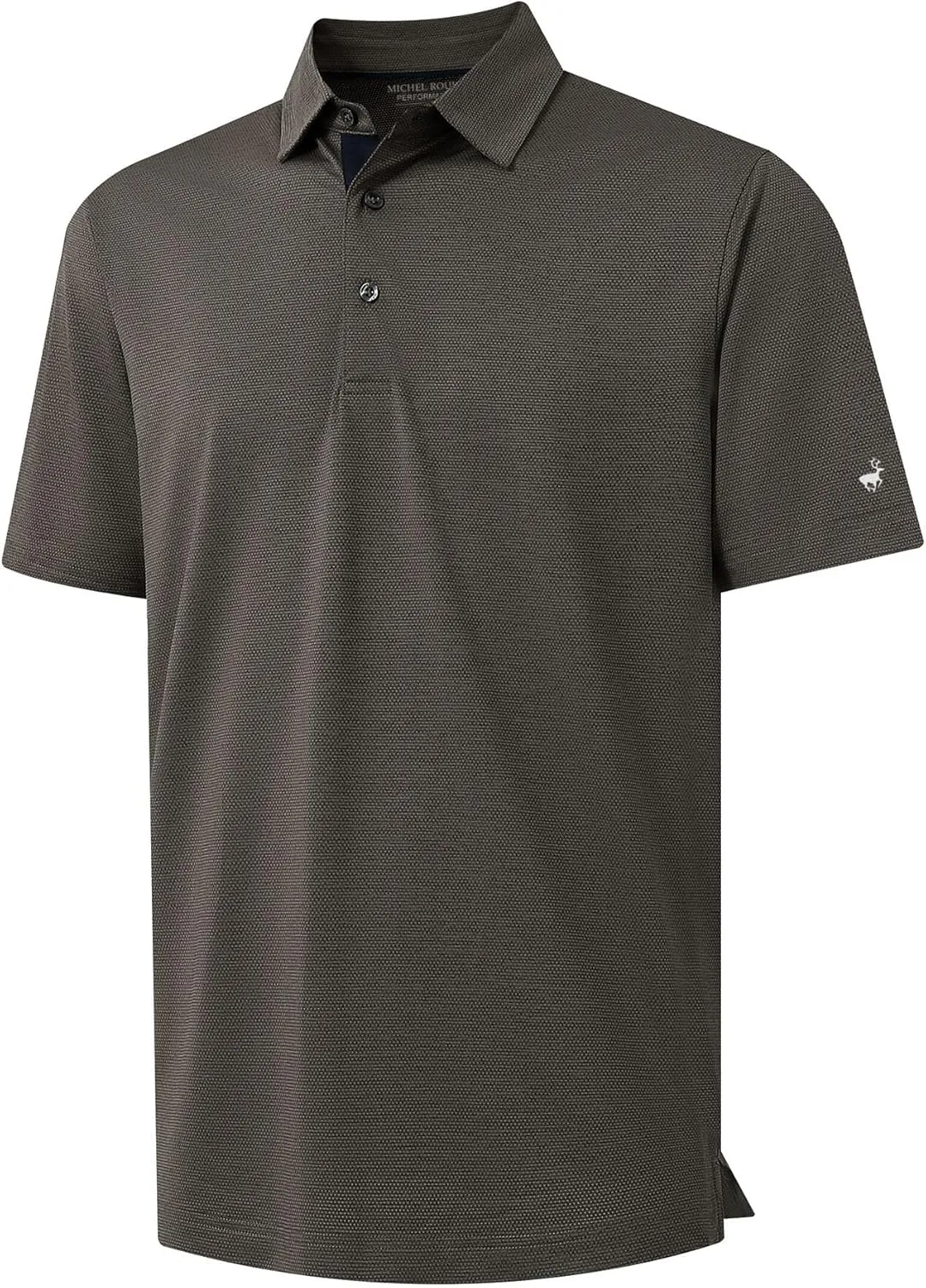 Rouen Mens Golf Shirts Short Sleeve Quick Dry Breathable Active Heather Jacquard Regular Fit Casual Polo Shirts for Men