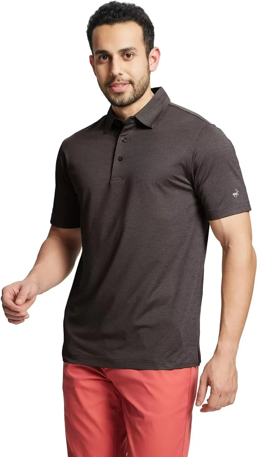 Rouen Mens Golf Shirts Short Sleeve Quick Dry Breathable Active Heather Jacquard Regular Fit Casual Polo Shirts for Men