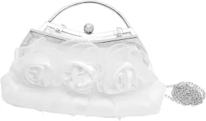 SAFIGLE Evening Clutch Purse Rose Decor Detachable Chain Women's Handbag for Party