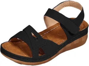 Sandals for Women Orthopedic Shoes Comfortable Dressy Wedge Sandal Walking Casual Platform with Adjustable Hook Loop Anti-Slip Open Toe Slippers Arch Support Orthotic Flatform Wedges Sandals