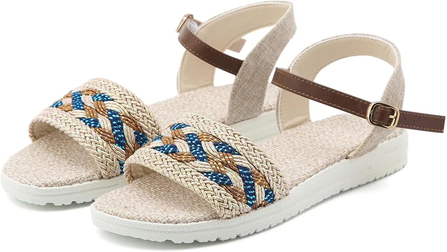 Sandals Women knitted Thick Sole Orthopedic Women's Sandals Summer Dressy Flats Casual Comfortable Platform Sandals
