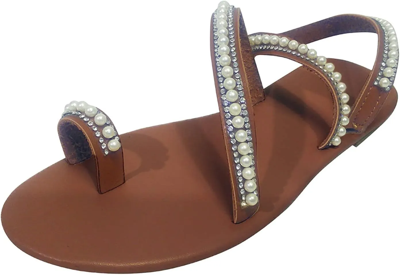 Sandals Women Lace Straps Elegant Open Toe Womens Sandals Dressy Summer Walking Beach Womens Flat Dress Shoes White