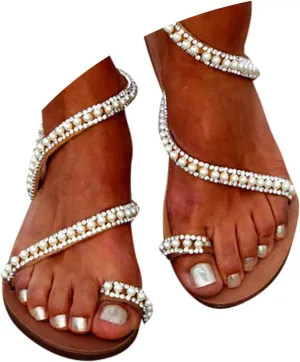 Sandals Women Lace Straps Elegant Open Toe Womens Sandals Dressy Summer Walking Beach Womens Flat Dress Shoes White
