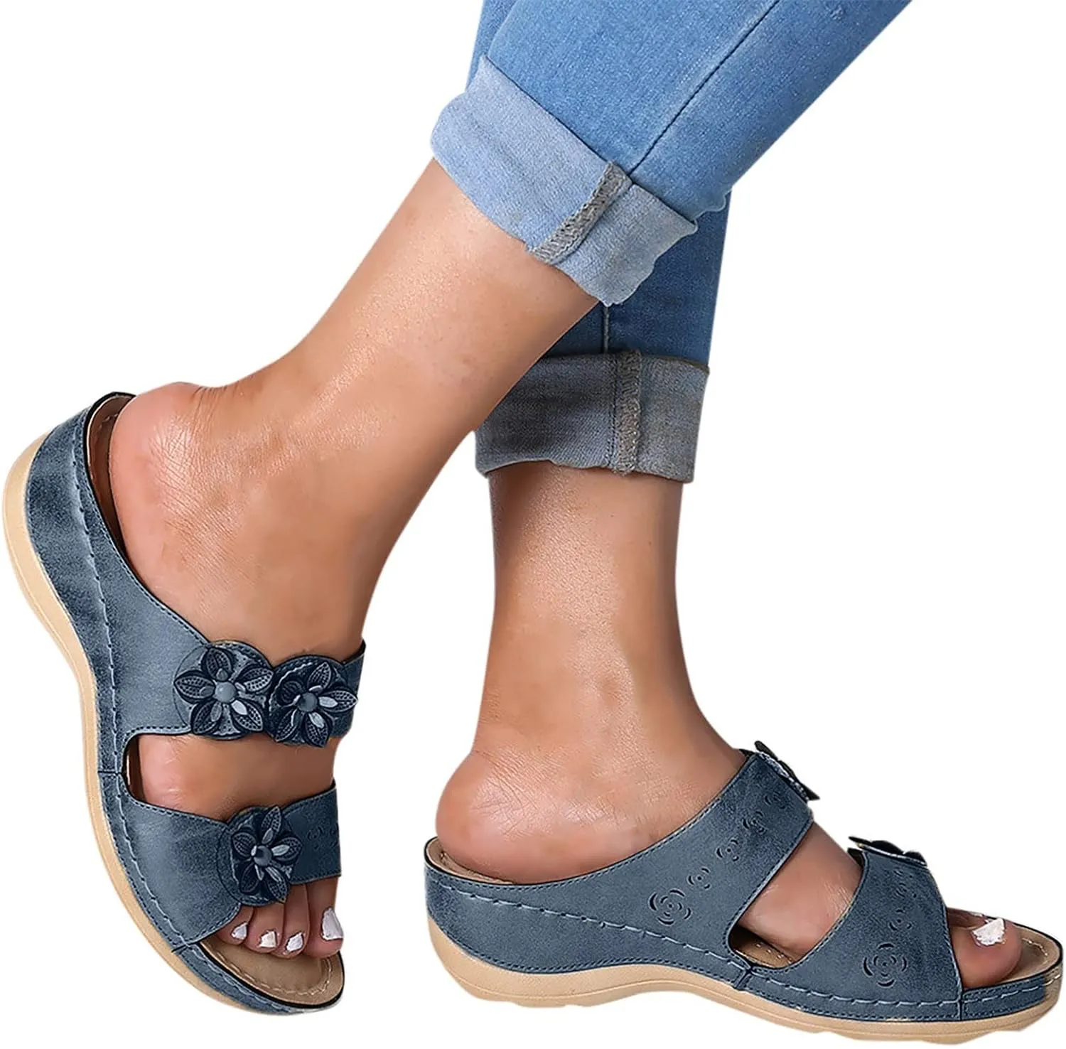 Sandals Women Open Toe Anti Slip Comfortable Walking Womens Sandals Wedge Summer Dressy Orthopedic Platform Sandals