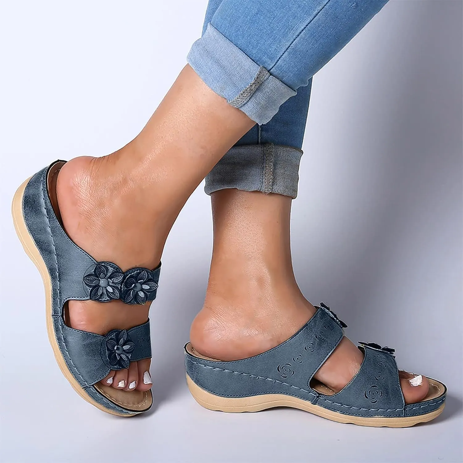 Sandals Women Open Toe Anti Slip Comfortable Walking Womens Sandals Wedge Summer Dressy Orthopedic Platform Sandals