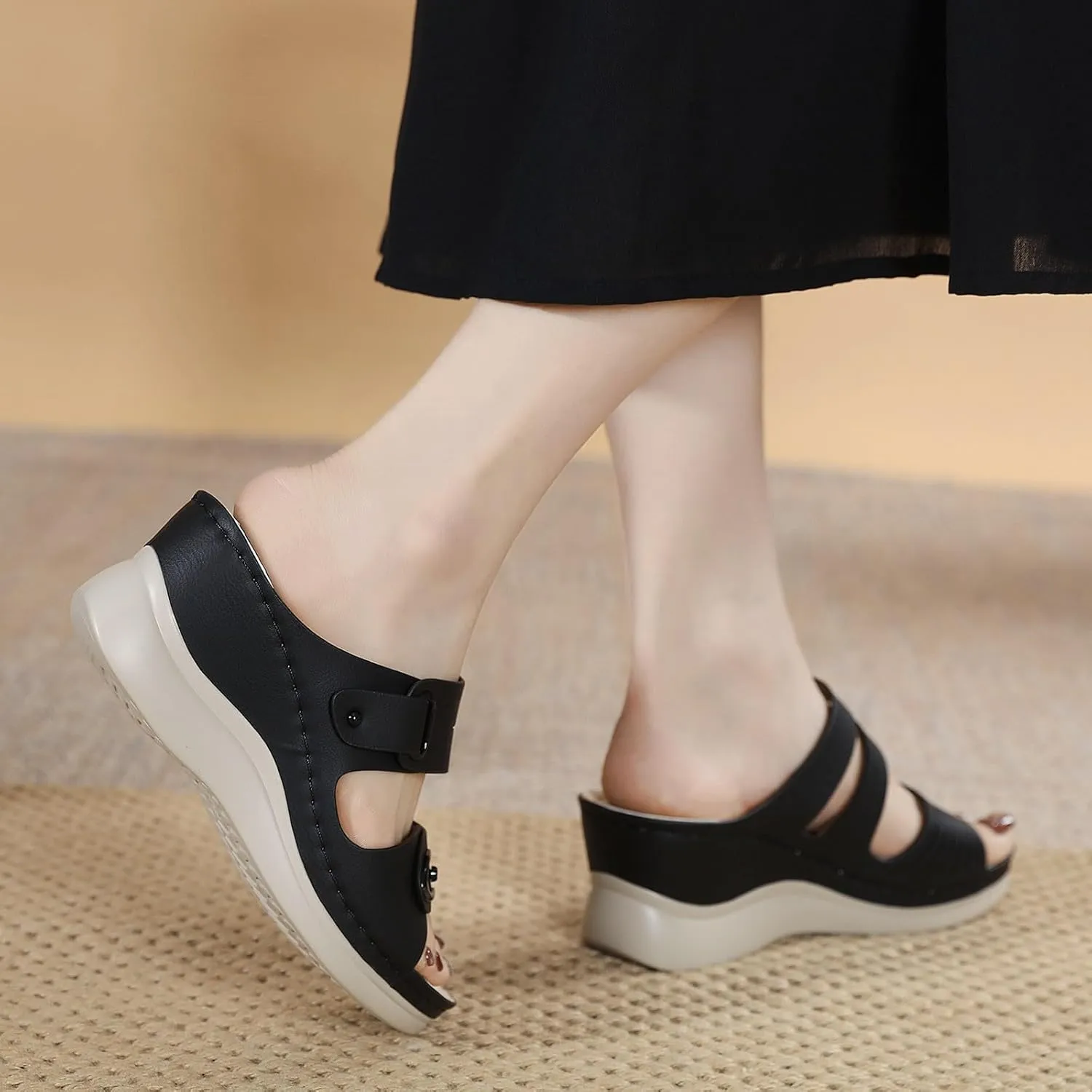 Sandals Women Open Toe Cross Strap Comfortable Womens Sandals Flats Beach Summer Dress Orthopedic Platform Sandals