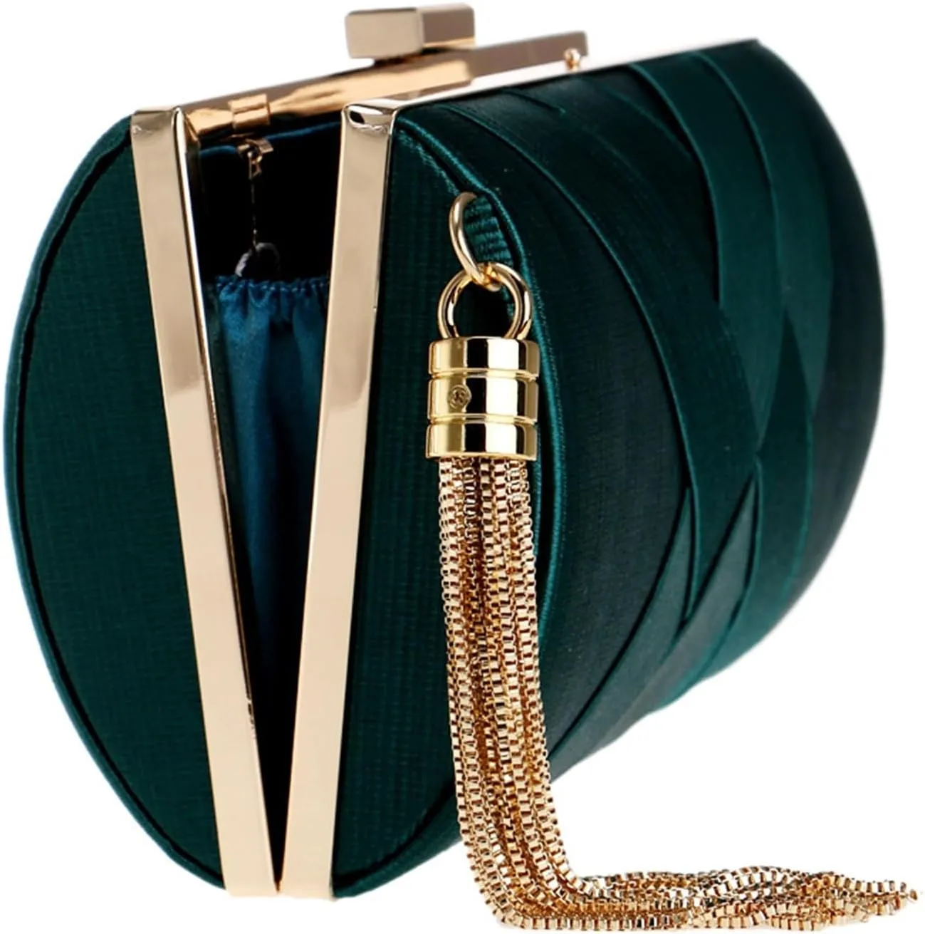 Sangeuhhlk Women's Silk Satin Evening Clutch Bags Tassel Pendant Bridal Wedding Purses Formal Prom Party Crossbody Handbag(Black)