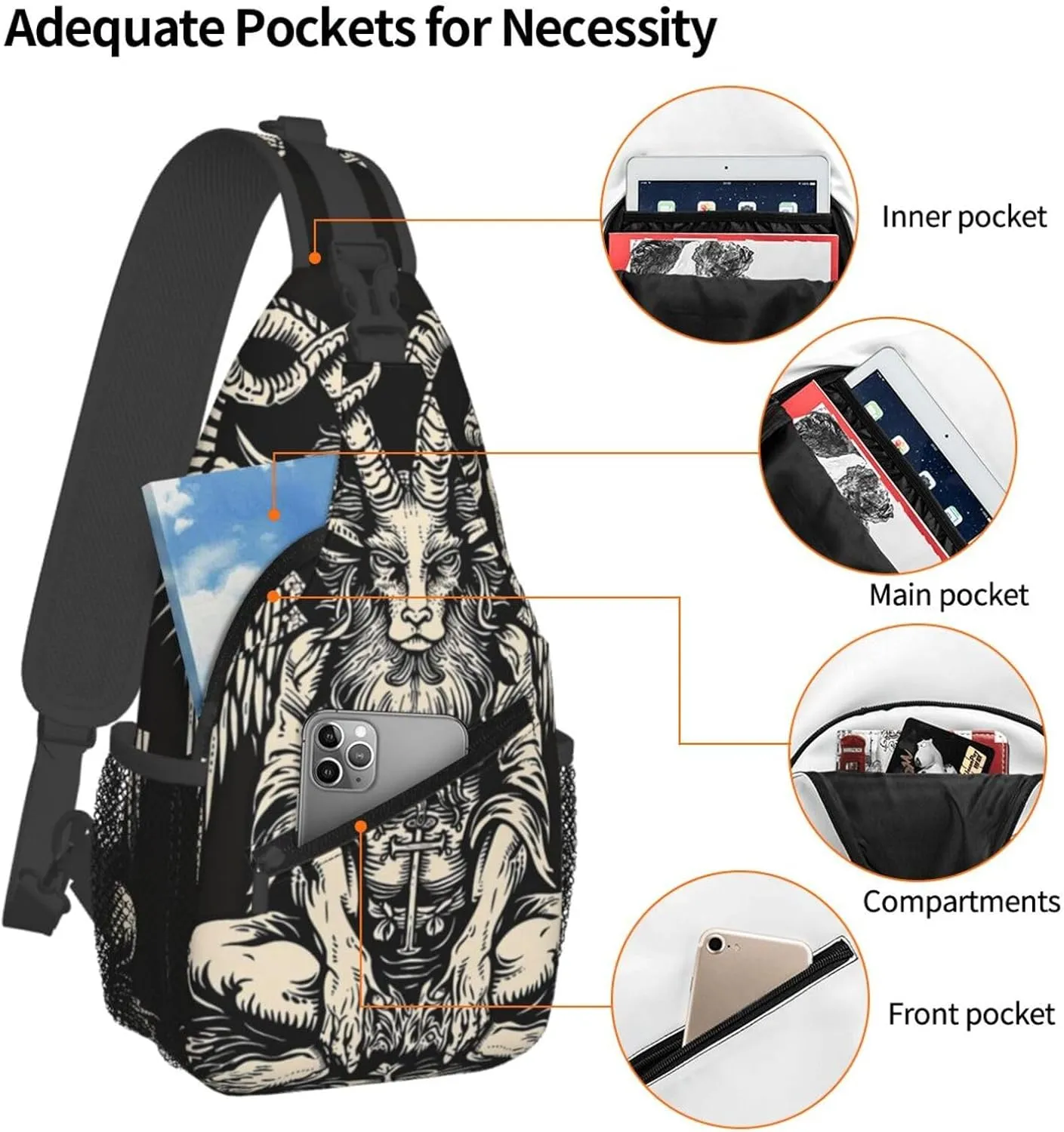Satan Sling Backpack Hiking Backpack Crossbody Bag Sports Lightweight And Durable Chest Bag Shoulder Bag For Women Men