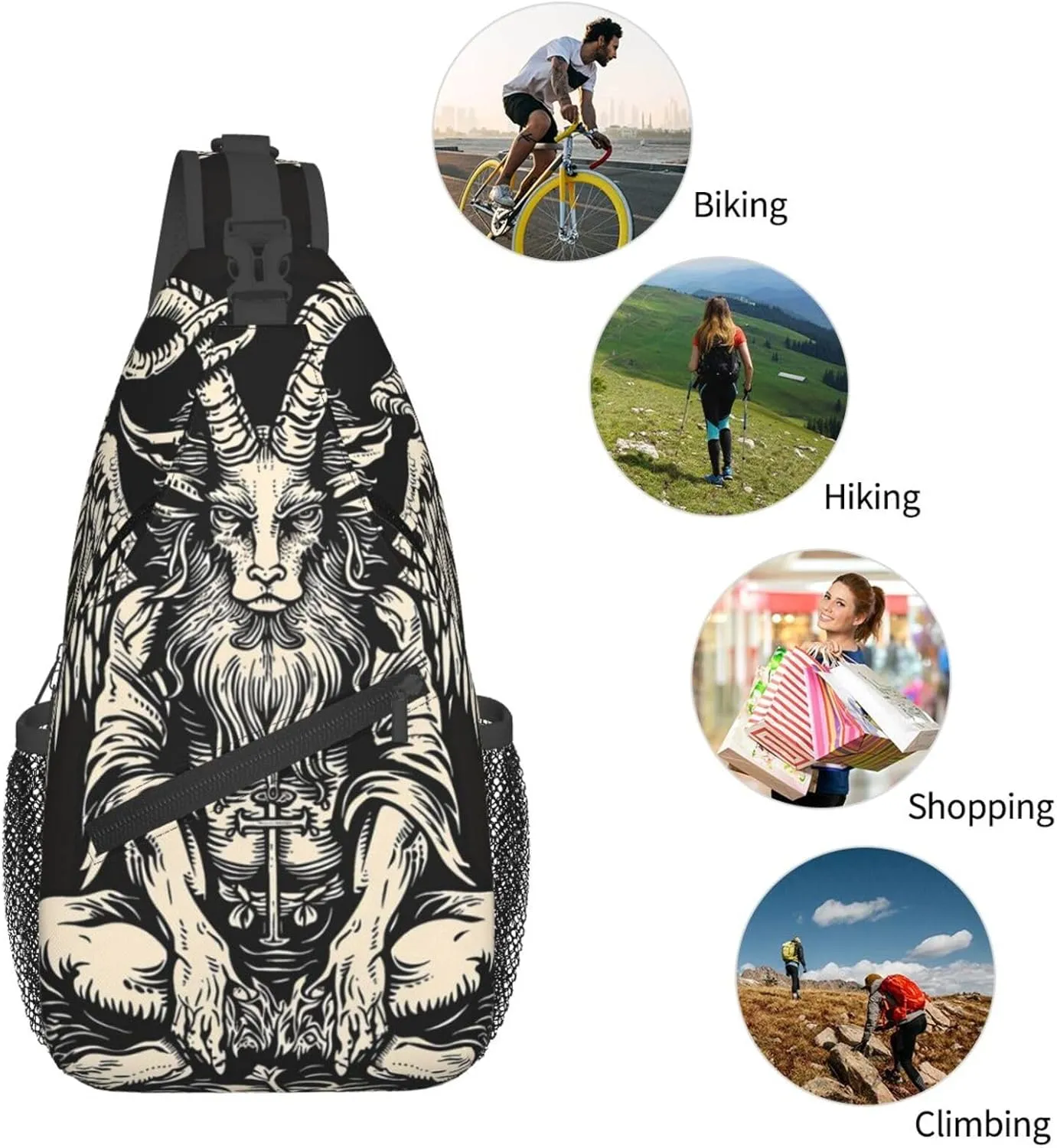Satan Sling Backpack Hiking Backpack Crossbody Bag Sports Lightweight And Durable Chest Bag Shoulder Bag For Women Men