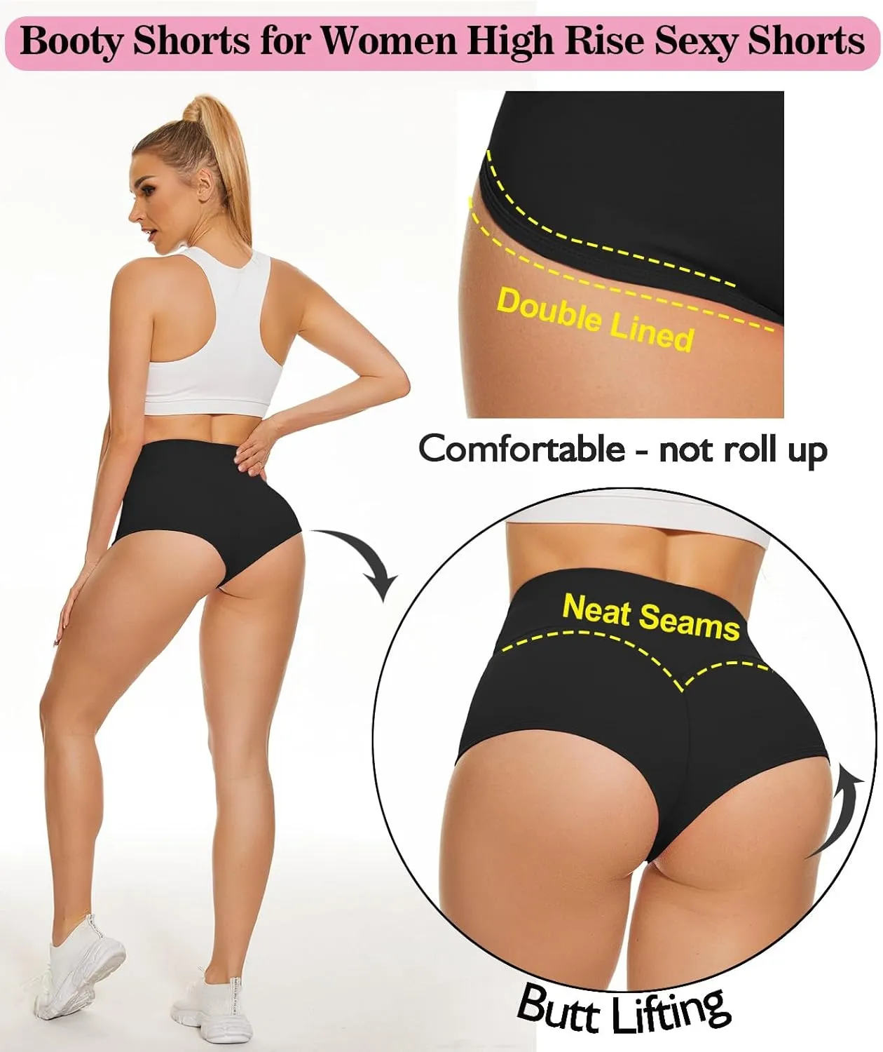Scrunch Booty Shorts for Women V Back High Waisted Yoga Shorts Cut Out Rave Bottoms Butt Lifting Short Mini Hot Pants