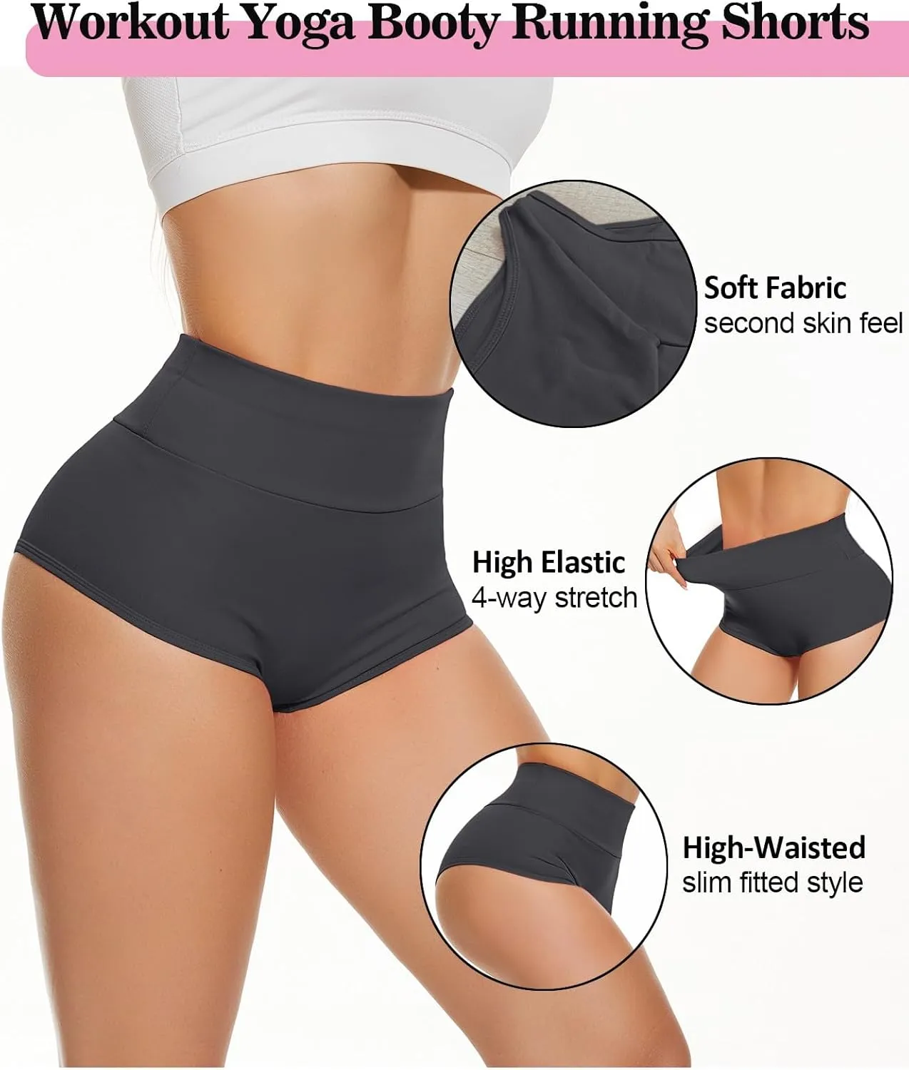 Scrunch Booty Shorts for Women V Back High Waisted Yoga Shorts Cut Out Rave Bottoms Butt Lifting Short Mini Hot Pants