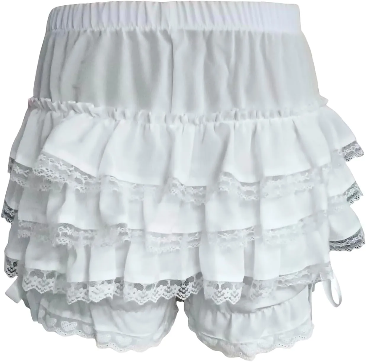 Shorts for Women Ruffle Layered Lace High Waisted Drawstring Skorts Elastic Waist Casual Comfort Straight Leg Clothings