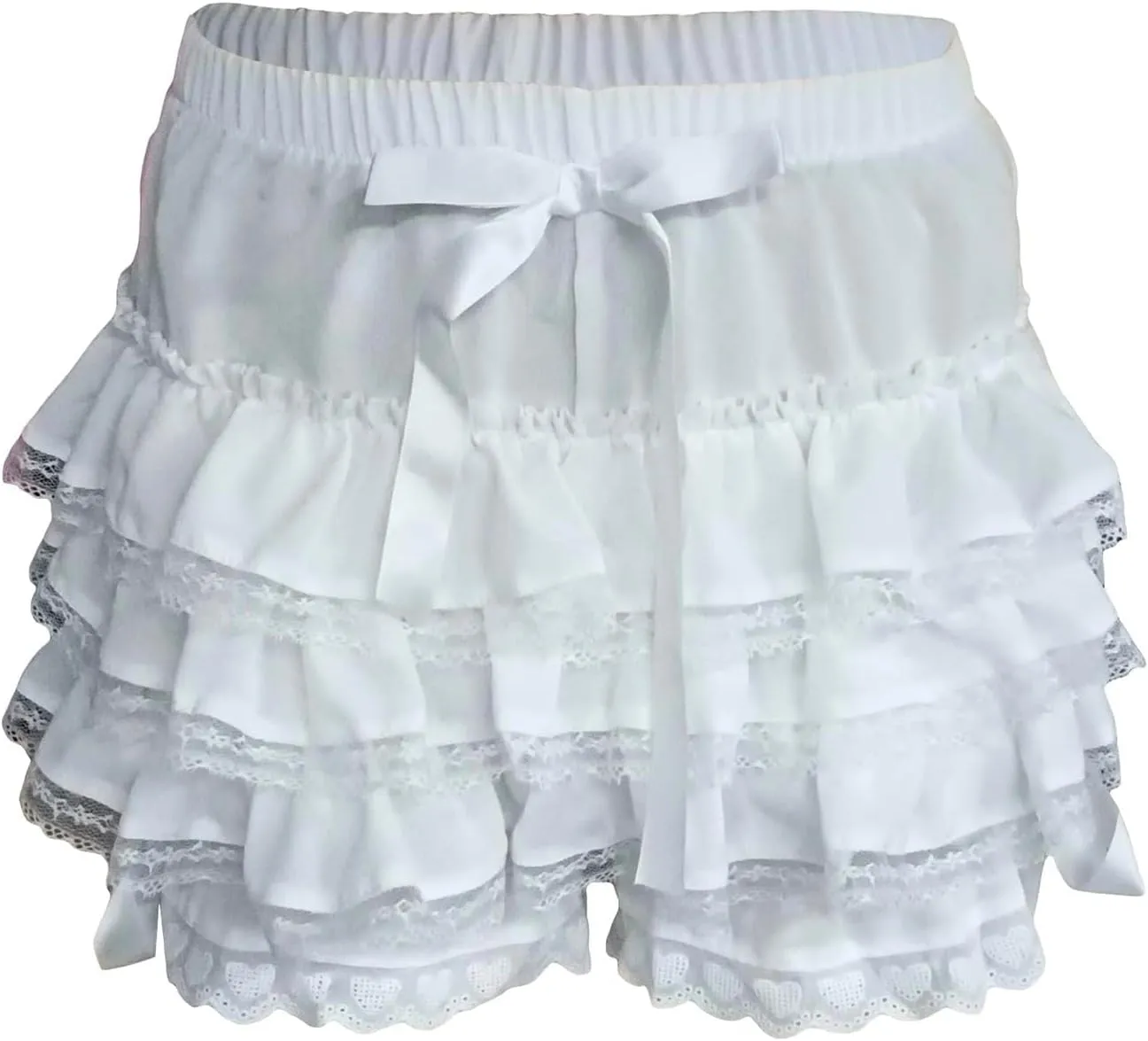 Shorts for Women Ruffle Layered Lace High Waisted Drawstring Skorts Elastic Waist Casual Comfort Straight Leg Clothings
