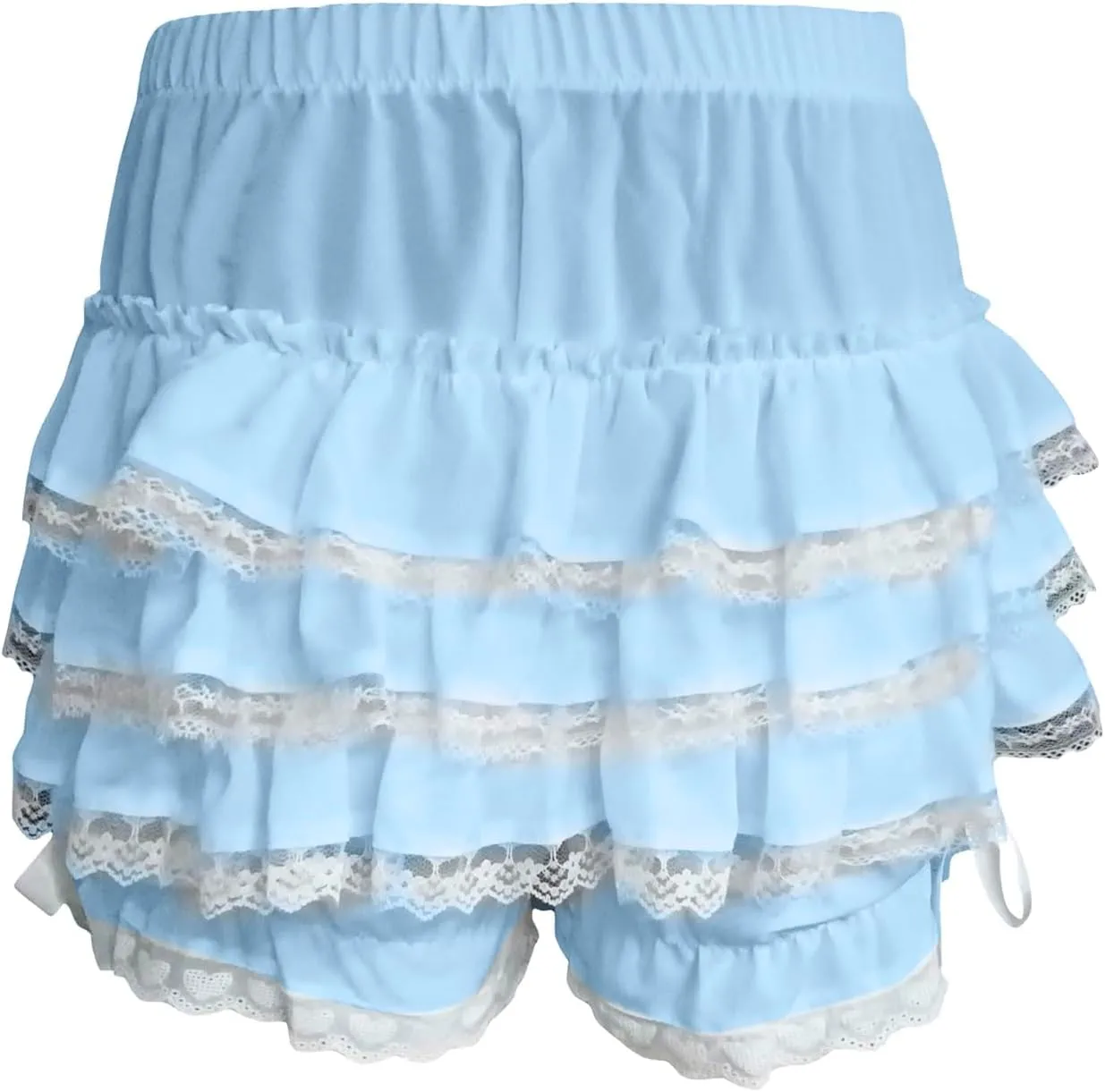 Shorts for Women Ruffle Layered Lace High Waisted Drawstring Skorts Elastic Waist Casual Comfort Straight Leg Clothings